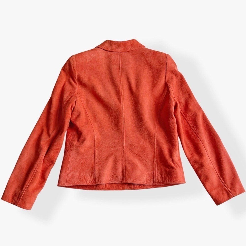 90s Calvin Klein Genuine Suede Leather Shirt Jacket Shacket Salmon Color M - Picture 10 of 12